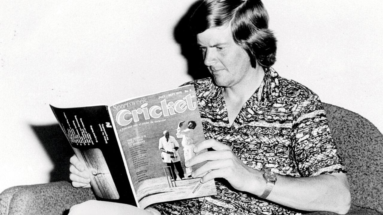 Glenn Turner reading a magazine on his 1976-77 tour of India. Pic/mid-day archives