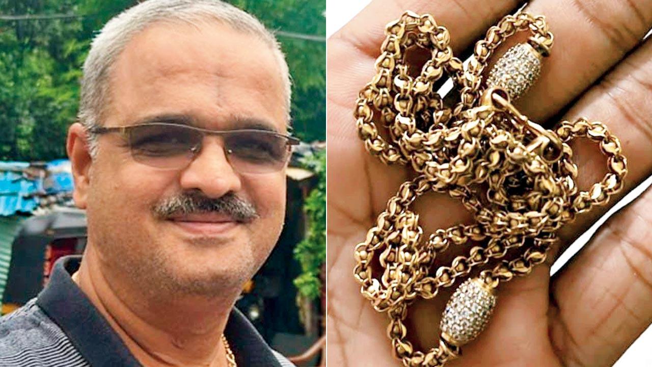 Shreenath Rao, owner of the gold chain; (right) The chain is a cherished heirloom of the Rao family. Pics/Rajesh Gupta