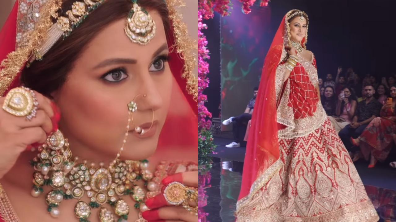 Hina Khan bravely walks ramp as bride amid stage 3 cancer treatment, fans laud her inner strength