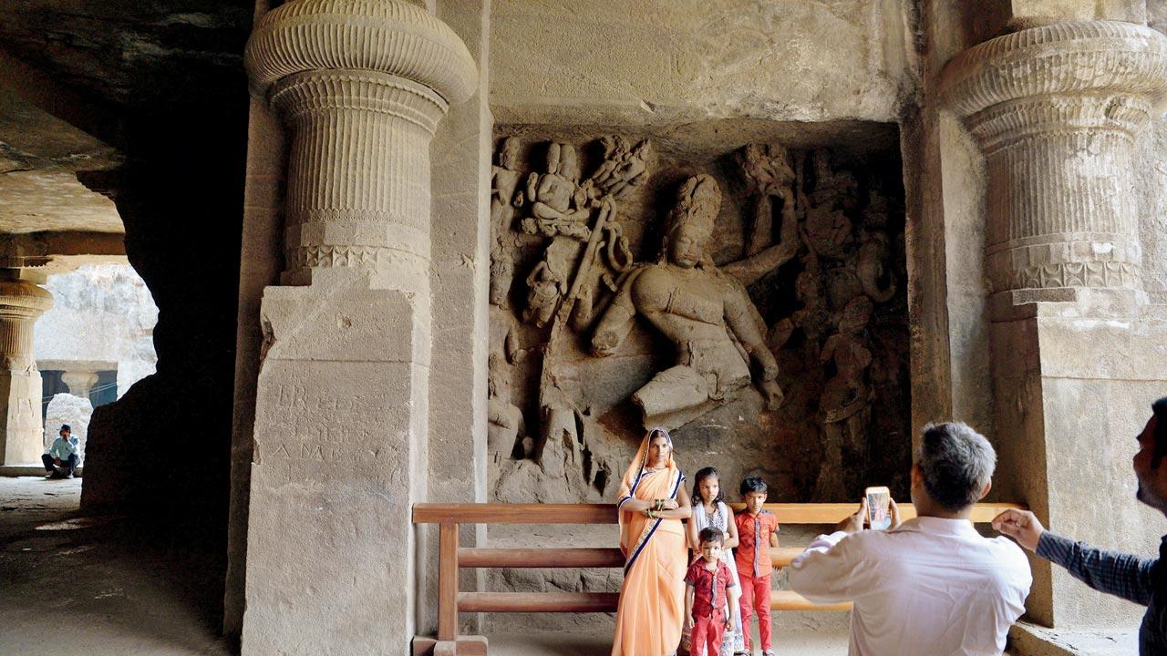 Elephanta Caves is the first heritage site in Maharashtra to be taken up for ASI-corporate partnership under the central government’s Adopt a Heritage 2.0 scheme. It has been adopted by an Uran firm. Pic/Getty Images