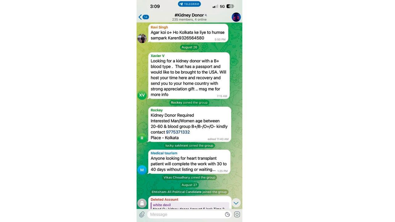 Screenshots of a conversation in a Telegram group where agents and donors interact