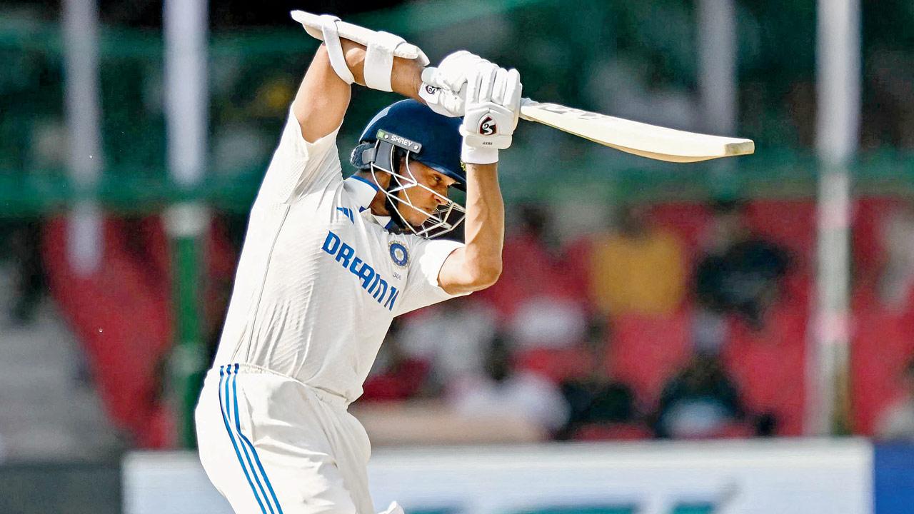 Yashasvi Jaiswal during his 72 yesterday. Pic/AFP