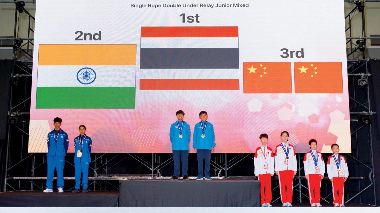 The Indian team on the podium at the 2024 Asian Championship