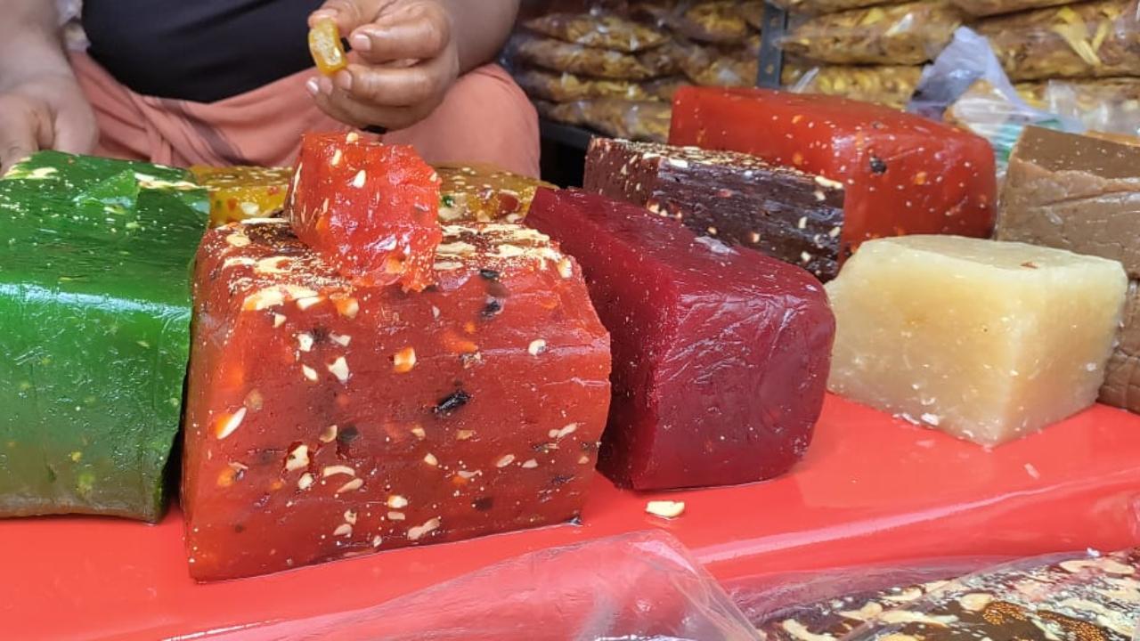 Kerala Halwa Another common feature at the Bandra Fair, the Kerala halwa that is available in a variety of colours are extremely delicious and definitely a must-try when you visit the fair. Do not forget to pack some for home for your family and friends. While they are available at many stalls on Mount Mary Church steps, we found Stall No. 8 to be quite convenient. It is run by Shailesh Chandra, a second-generation Bandra Fair stall owner from Kozhikode, whose father Chandra, has been putting up the stall for the last 40 years. While at the stall, do not forget to try out the Ice Apple Halwa (Tadgola Halwa), the light brown coloured sweet is grainy, mildly sweet yet deliciously refreshing.
Price: Rs 120 onwards for 250 gm, Rs 160 for Ice Apple Halwa