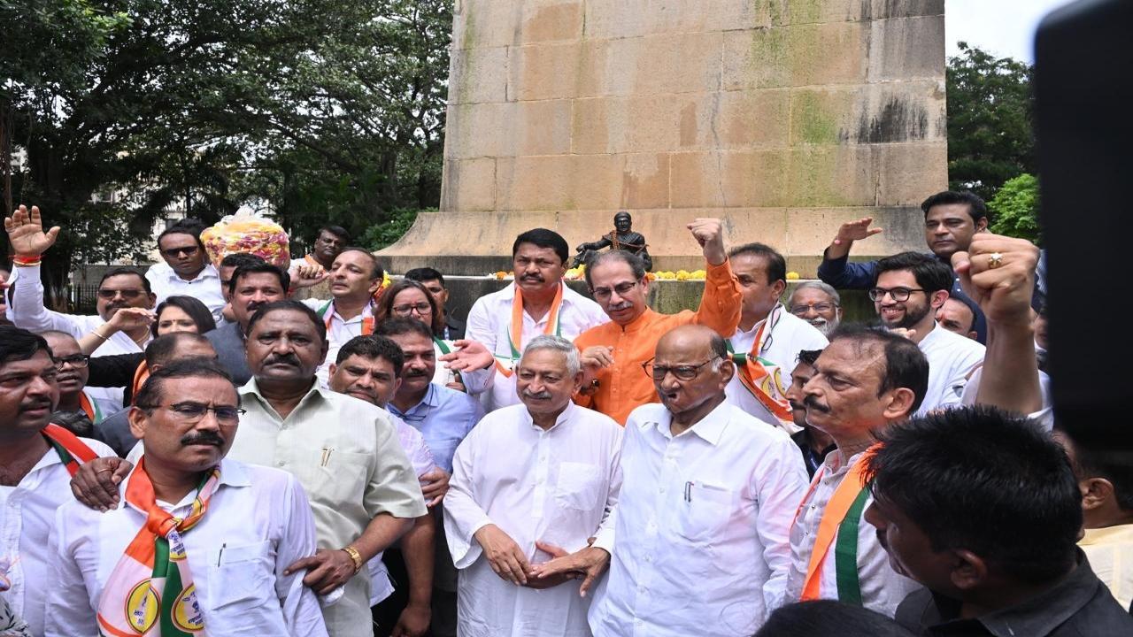 In Photos: Uddhav, Sharad Pawar lead MVA protest in Mumbai 