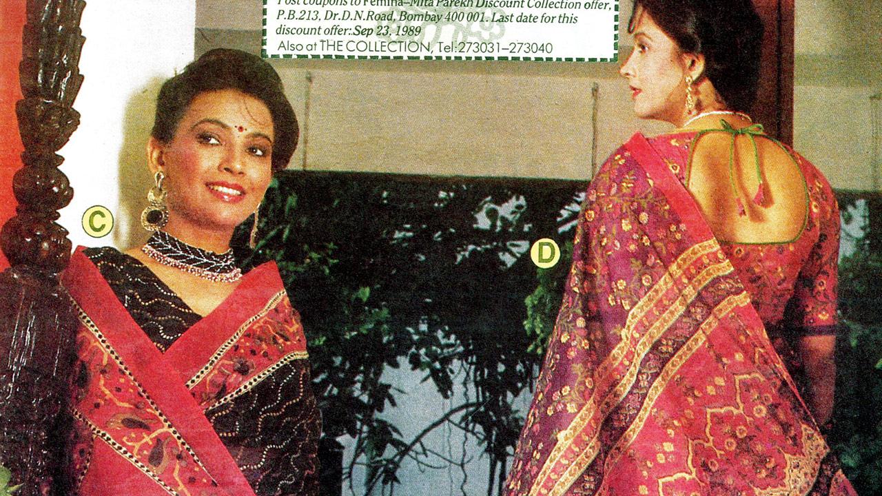 Parekh`s prints on a saree from an exhibition held in the 1980s