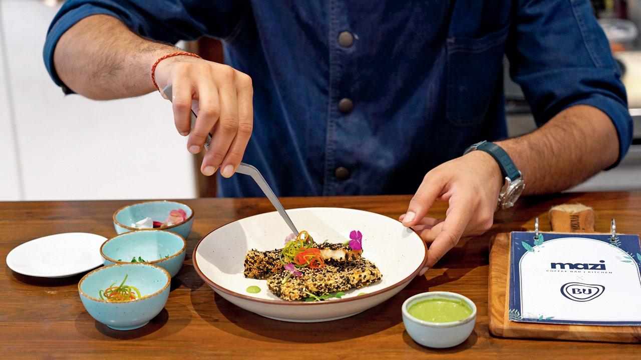 Chef-owner Mohnish Kothare at Mazi recommends trying a sesame-crusted paneer. Take cottage cheese cubes, add a pinch of garam masala, chilli-cumin powder, salt  and chaat masala, dip it in a cornflour slurry, press it in a sesame seed mixture, coat well. Pan-fry the coated paneer cubes until golden brown