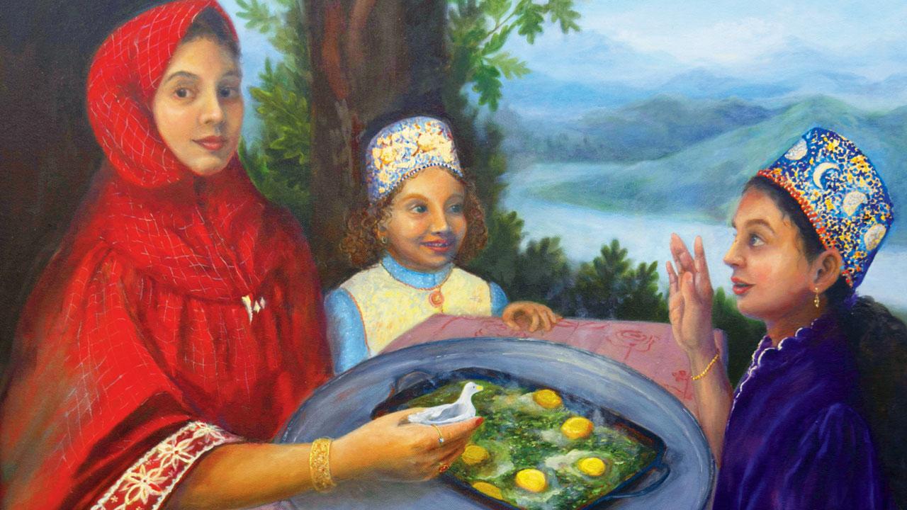 Be Our Guest, oil on canvas, by Fatema Halvadwala