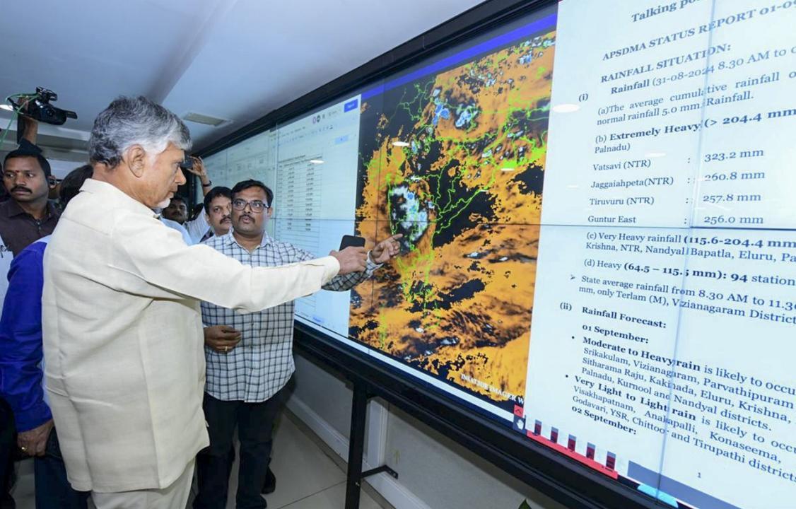 In Photos: Andhra Pradesh CM Chandrababu Naidu visits flood affected areas