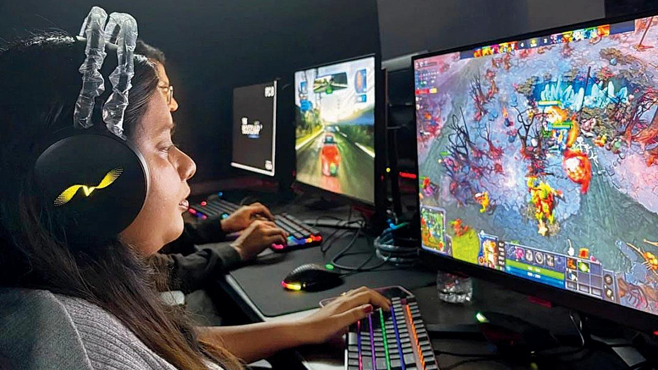 A gamer plays the popular game, Dota 2, at Hede’s gaming zone