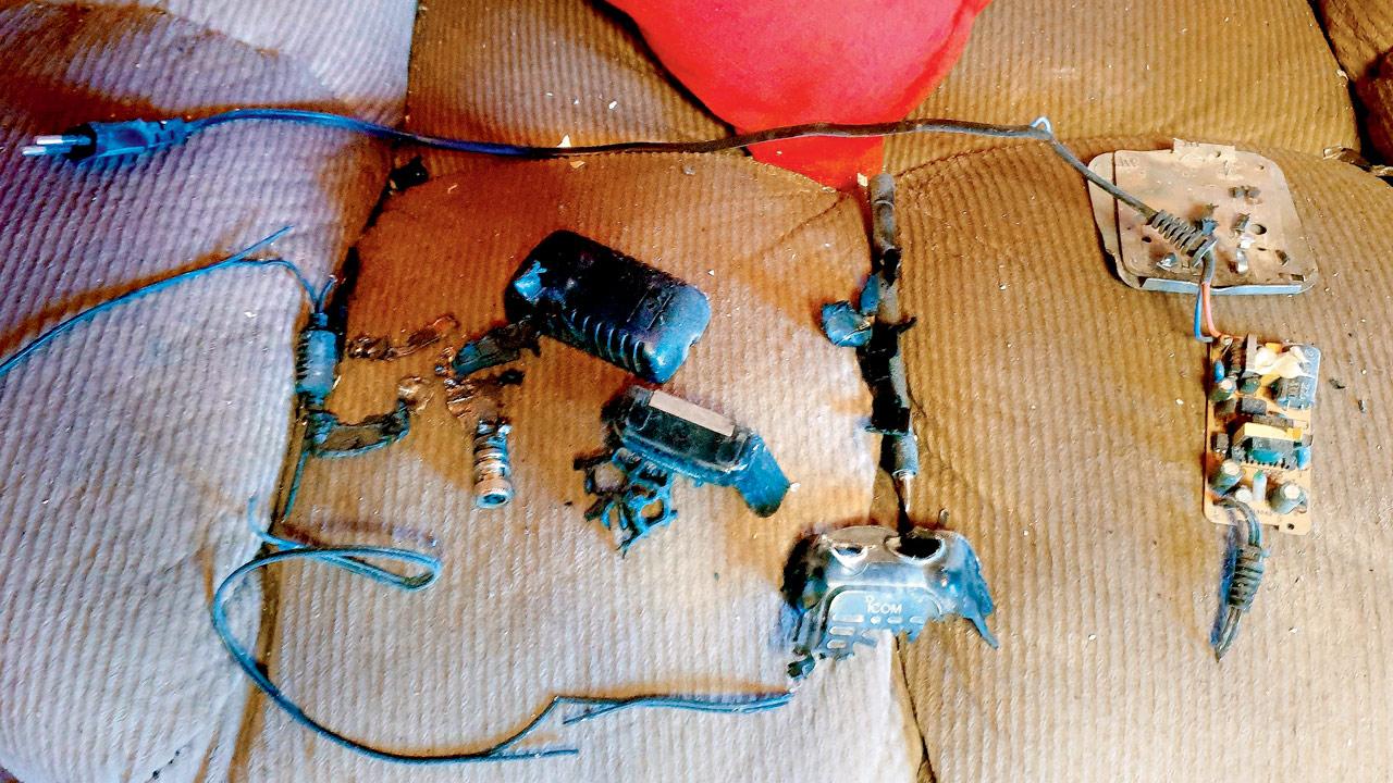 The remains of an exploded radio device. PIC/AFP