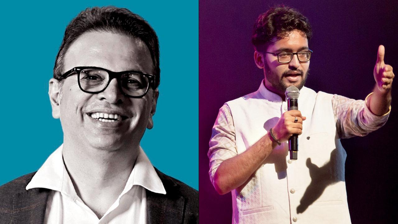 Roshan Abbas (right) Pradumn Chourey performs at a previous Hindi literature event