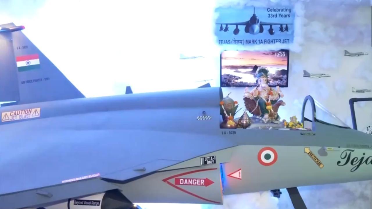 Ganeshotsav 2024: Mumbai designer installs Bappa on Tejas fighter jet replica 