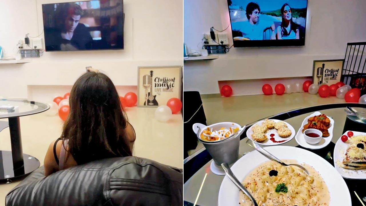 The space offers access to (right) OTT shows and (left) a food menu