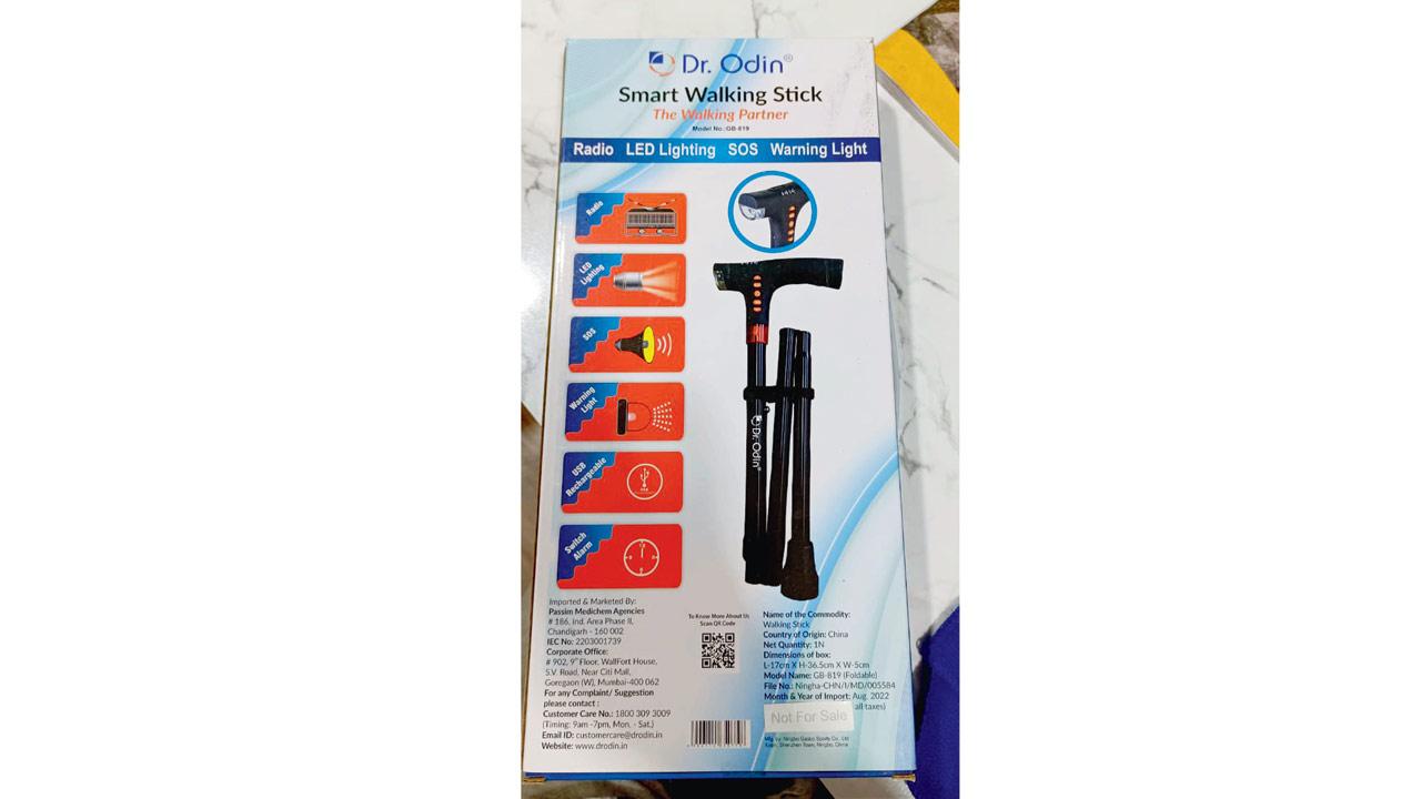 A smart walking stick acquired for the differently abled and senior citizens by the Ulhasnagar Municipal Corporation. Pics/Navneet Barhate