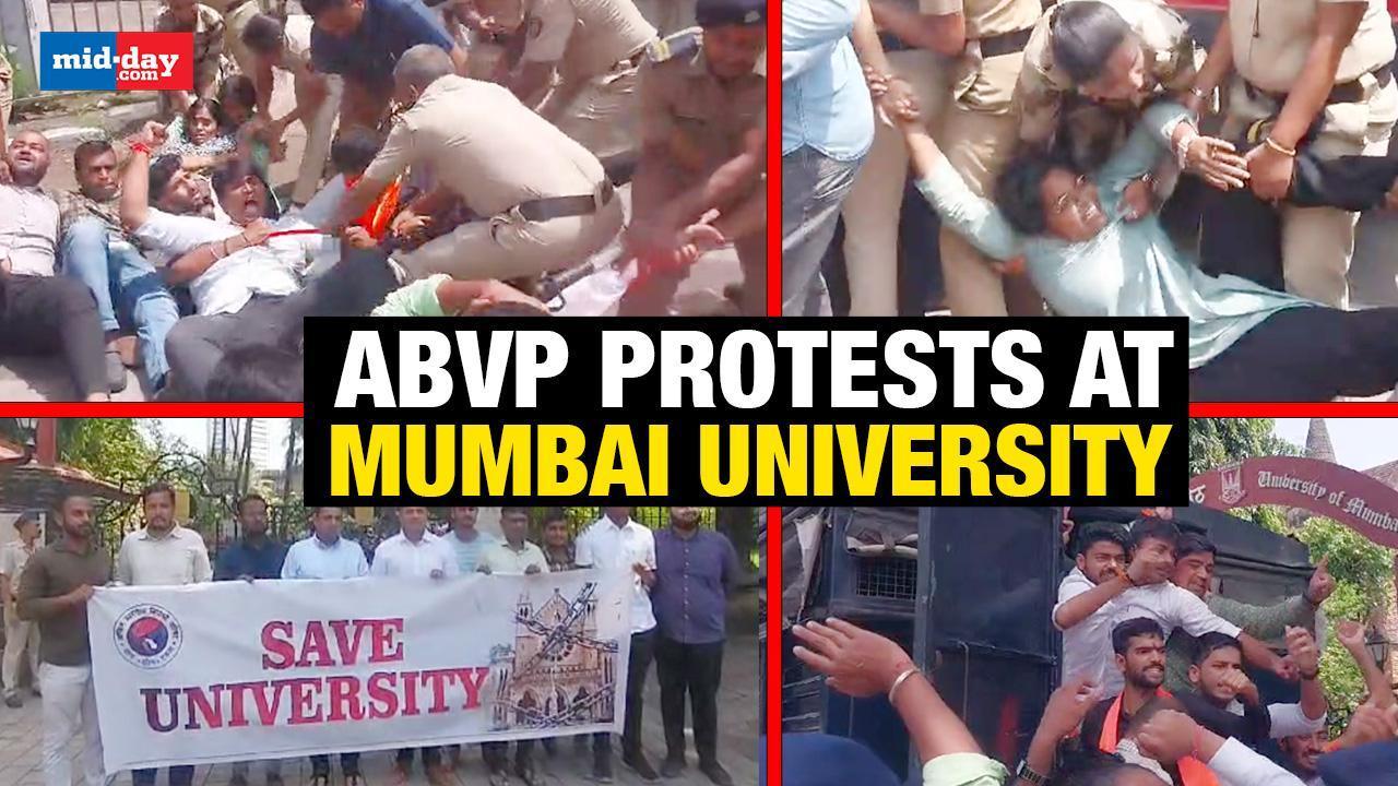 ABVP Protests against senate election at Mumbai University