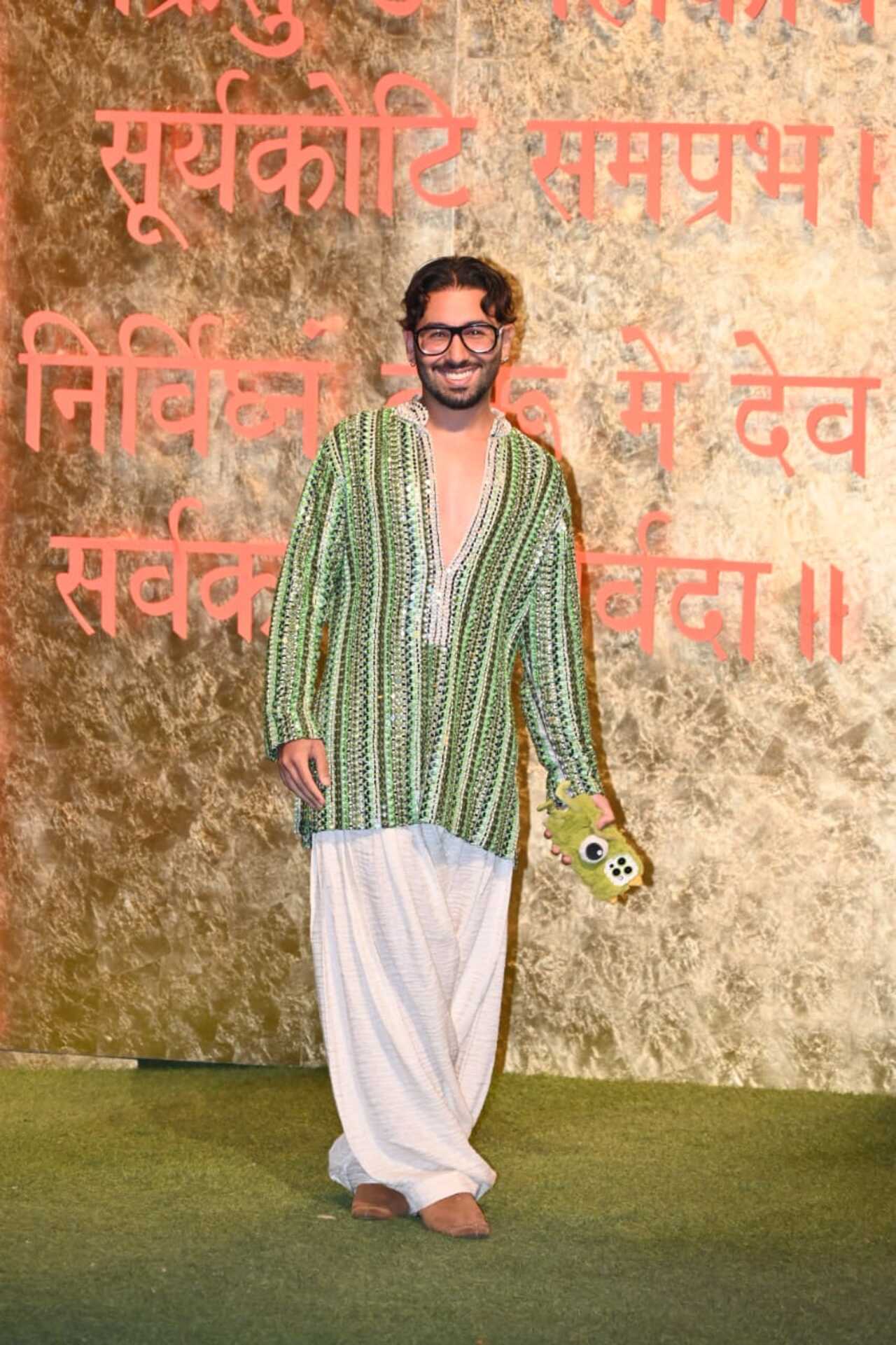 Orry arrives in a green kurta for the function