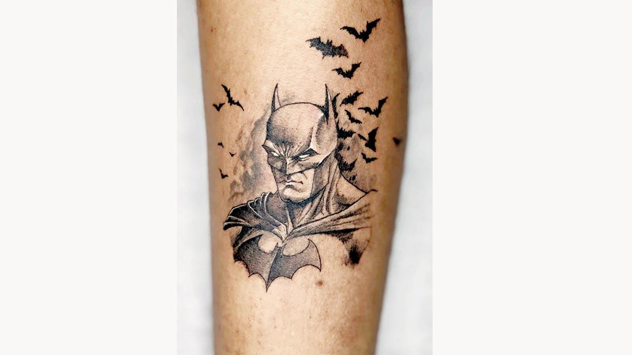 A 4-inch x 4-inch Batman-inspired tattoo