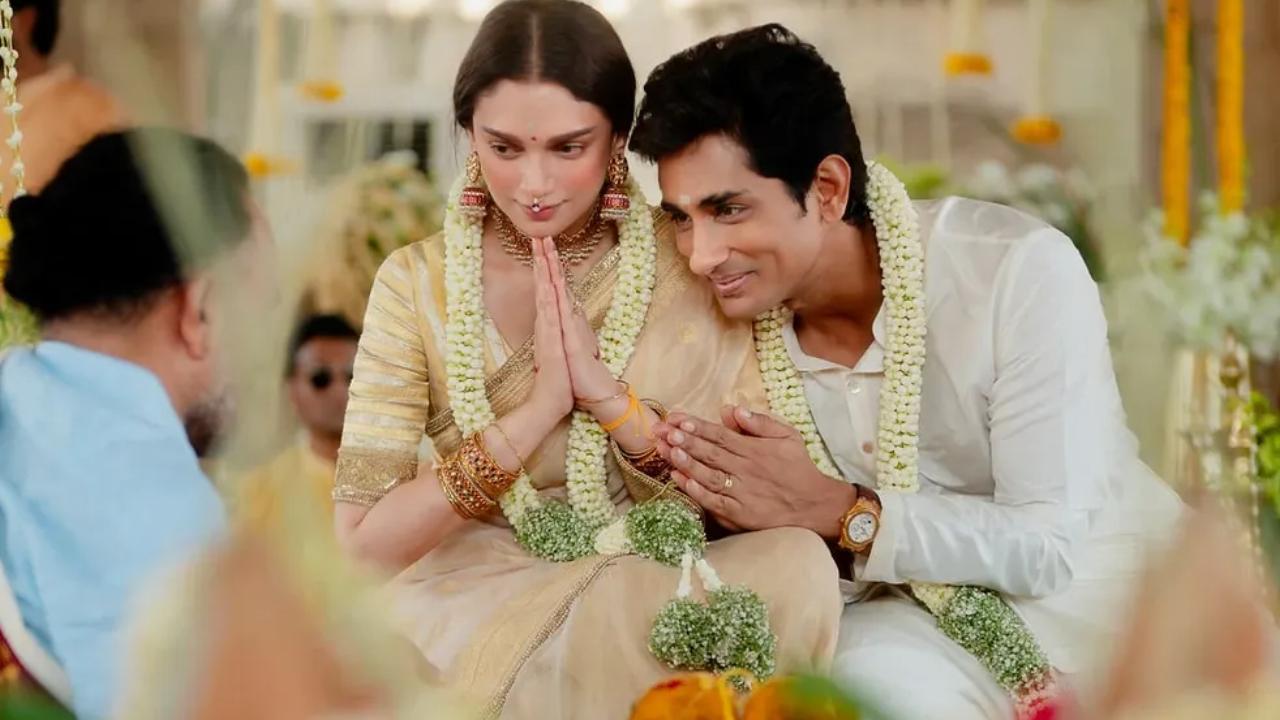 Aditi Rao Hydari and Siddharth tied the knot at Telangana's Sri Ranganayaka Swamy Temple in an intimate ceremony. 