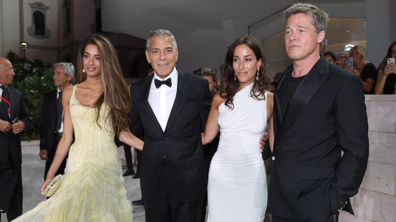 Brad Pitt and girlfriend Ines de Ramon make red carpet debut at 'Wolfs' premiere