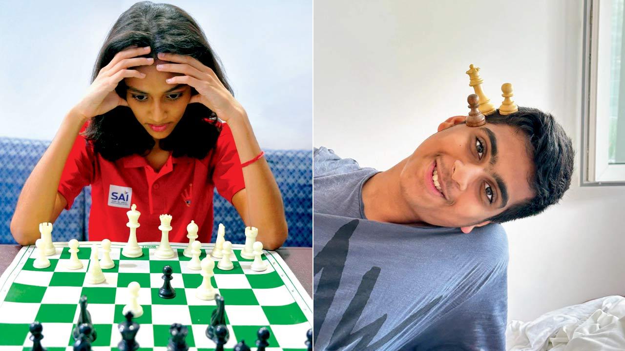 Prisha Kesarwani, 13, started playing when she was five years old.  Pics/Aditi Haralkar; (right) Kush Bhagat, 15, has taken a gap year from his school, to try for an International Master title this year