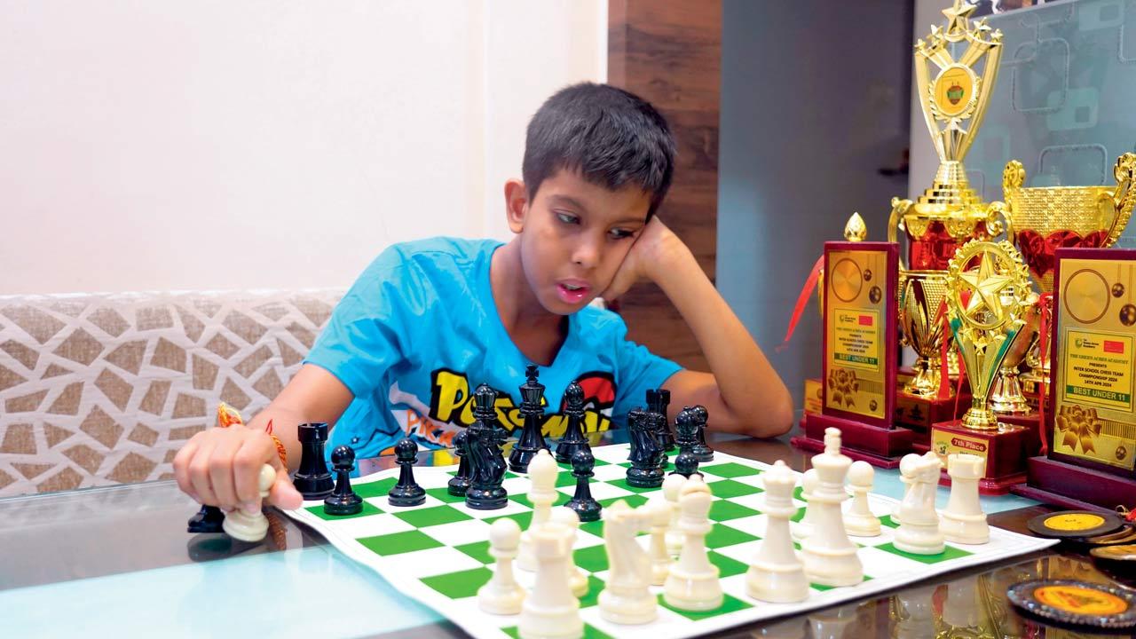 Dhyan Vora, 10, started playing chess during the pandemic and has competed in the state  selection for U-11 in Kolhapur