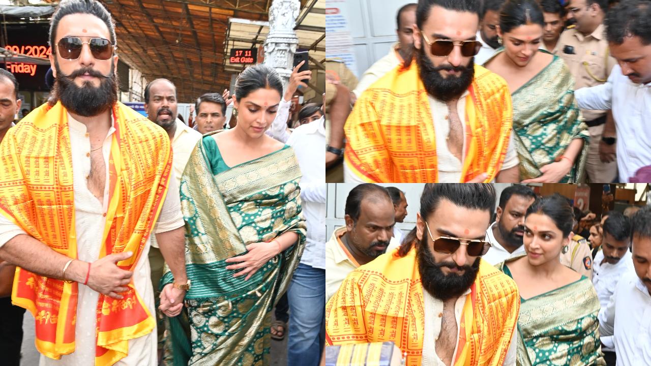 Deepika and Ranveer are seen arriving at the temple together, holding hands. Ranveer, wearing a traditional white kurta-pyjama, walked next to Deepika, who looked stunning in an emerald green saree. Read more