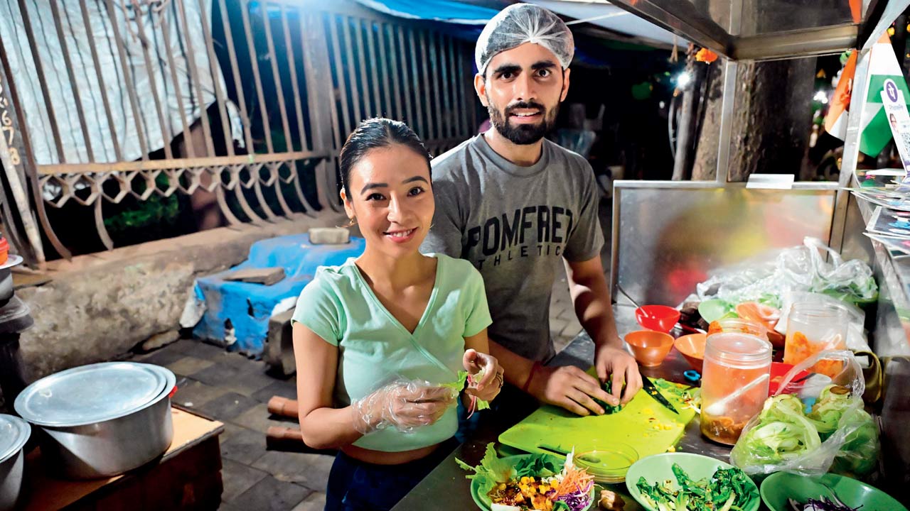 Priya Lepcha and Rohit Kandal at the stall. Pics/Shadab Khan