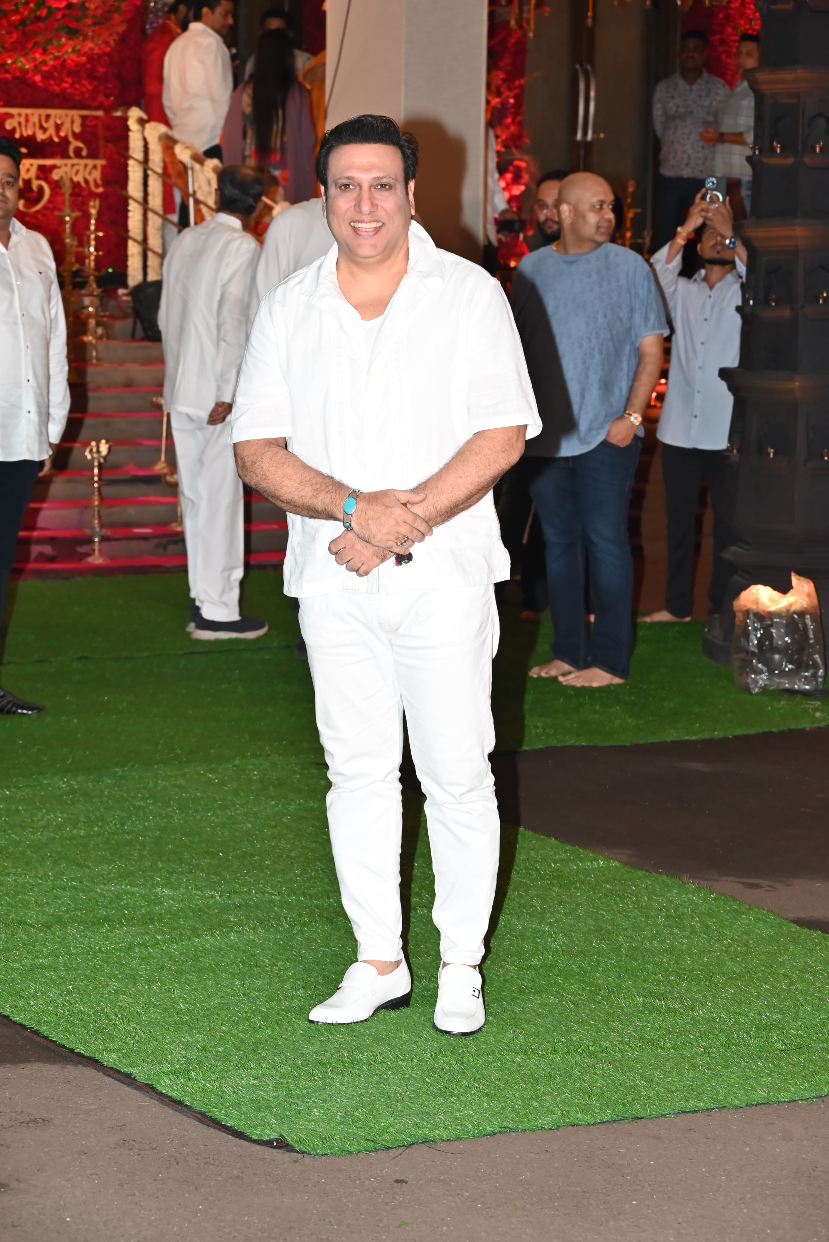 Govinda attended Eknath Shinde's Ganpati celebration in all-white outfit