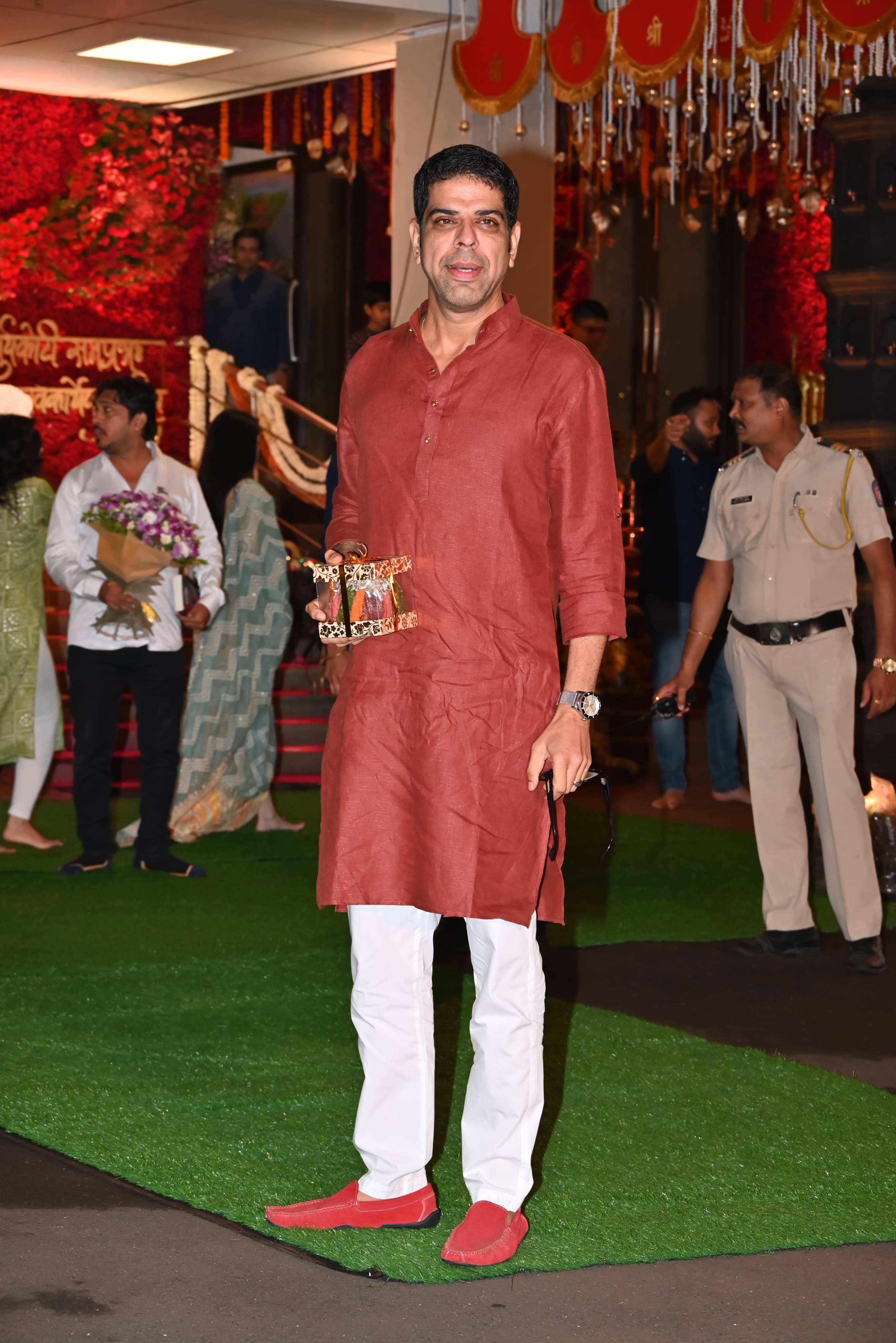 
Murali Sharma attended the function wearing a red kurta paired with a simple white pyjama
