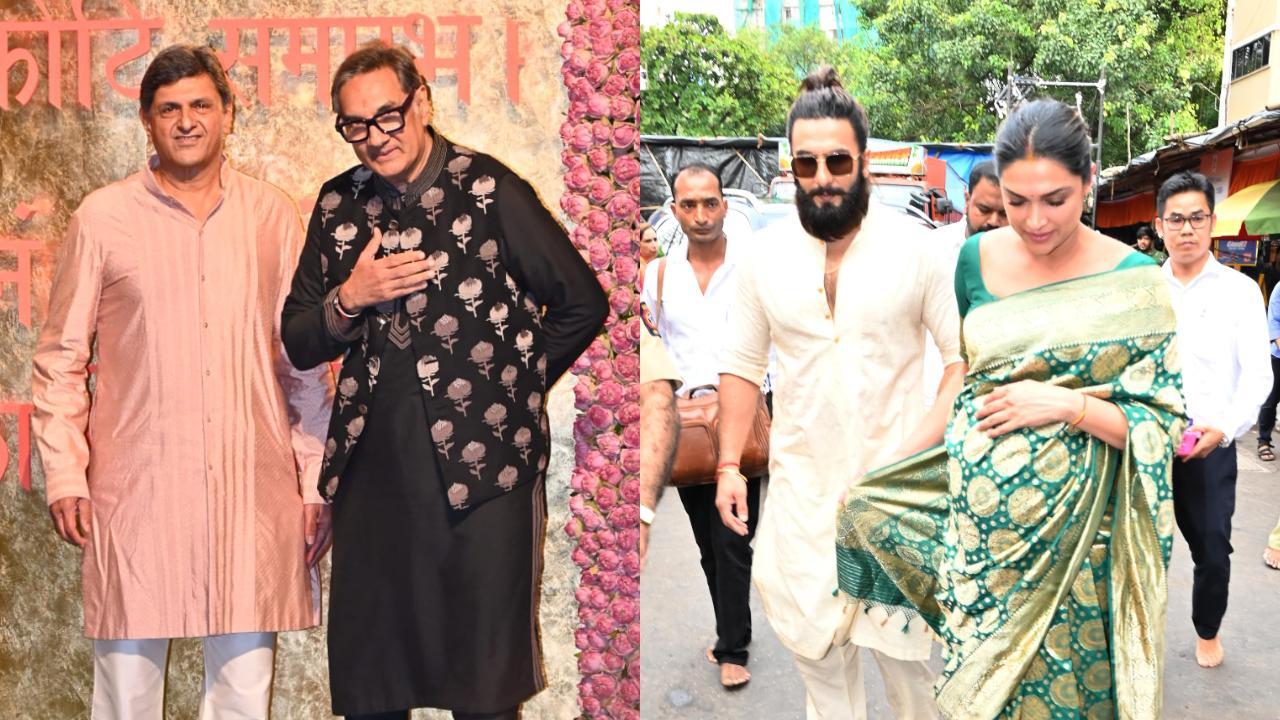 Deepika Padukone, Ranveer Singh's fathers attend Ambani Ganpati celebration