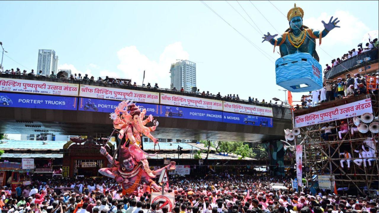 Ganesh idol processions are making their way towards various immersion sites across Mumbai, including natural water bodies like Girgaon Chowpatty, Dadar, Juhu, and Aksa beaches, as well as 204 artificial ponds set up by the Brihanmumbai Municipal Corporation (BMC) for smaller idols. Processions from localities such as Fort, Mazgaon, Byculla, Dadar, and Chembur are also heading to these locations, where the devotees will bid farewell to their elaborately adorned Ganesh idols.