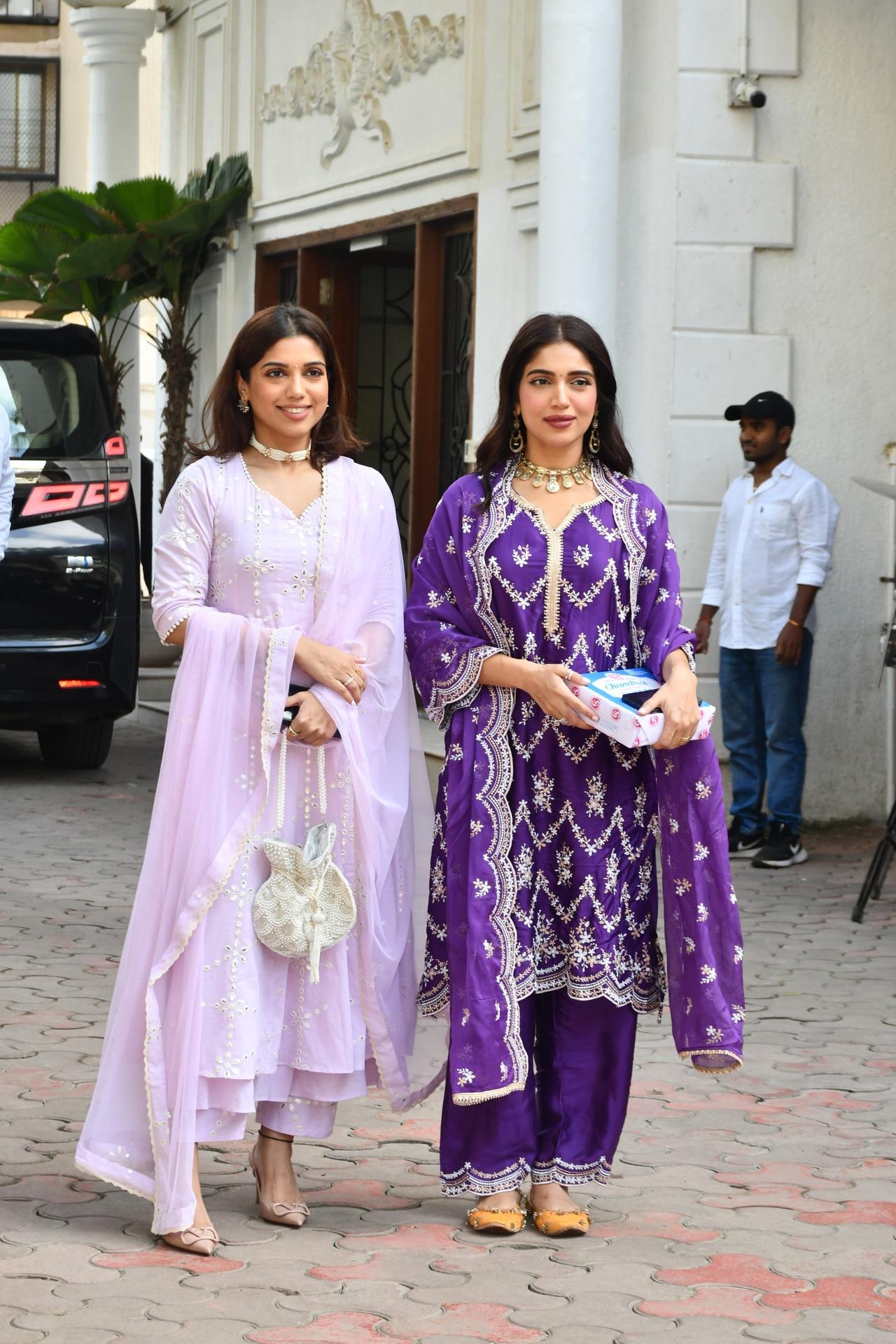 Bhumi Pednekar with sister Samiksha at Shilpa Shetty's residence for Ganpati visarjan