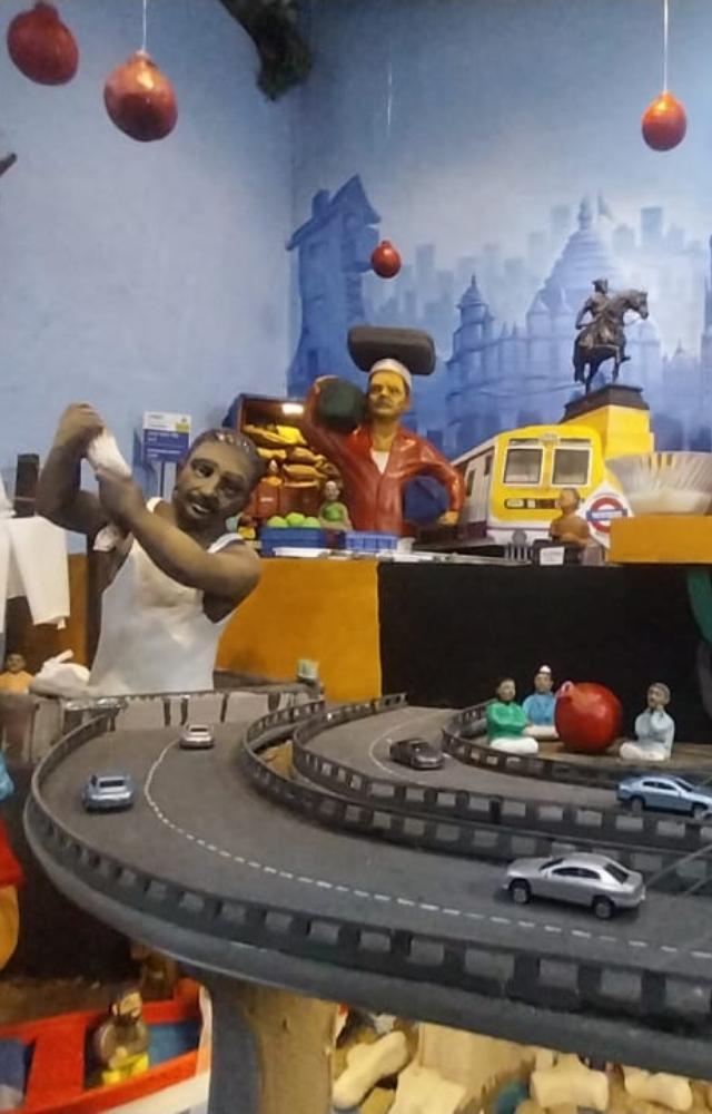 A Ganpati pandal have adopted a “Mumbai City” theme, adding a vibrant and local flavor to the festivities