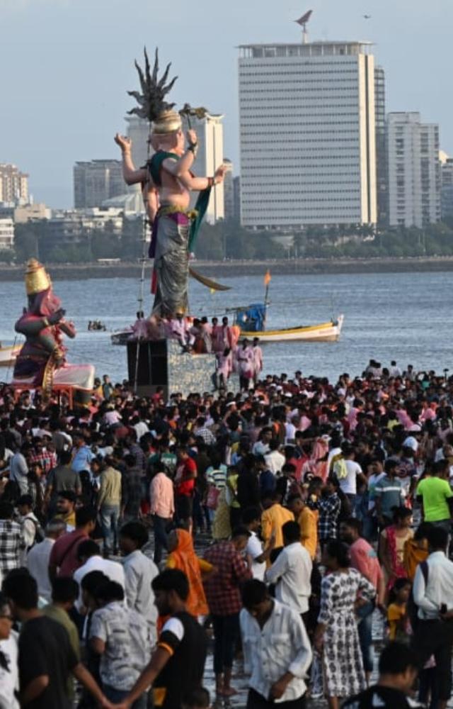 Thousands of Lord Ganesha idols were immersed in Mumbai as of Tuesday evening, the civic officials said