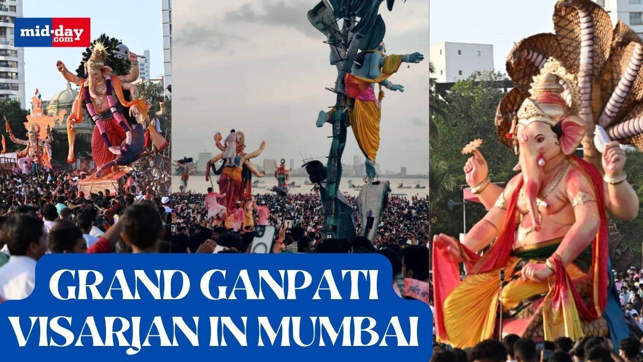 Ganpati Visarjan 2024: Devotees immerse Ganpati idols at Mumbai’s Chowpatty