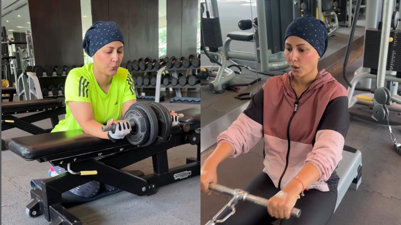 Watch! Hina Khan fulfils her promise to 'future self' by not giving up on intense workout