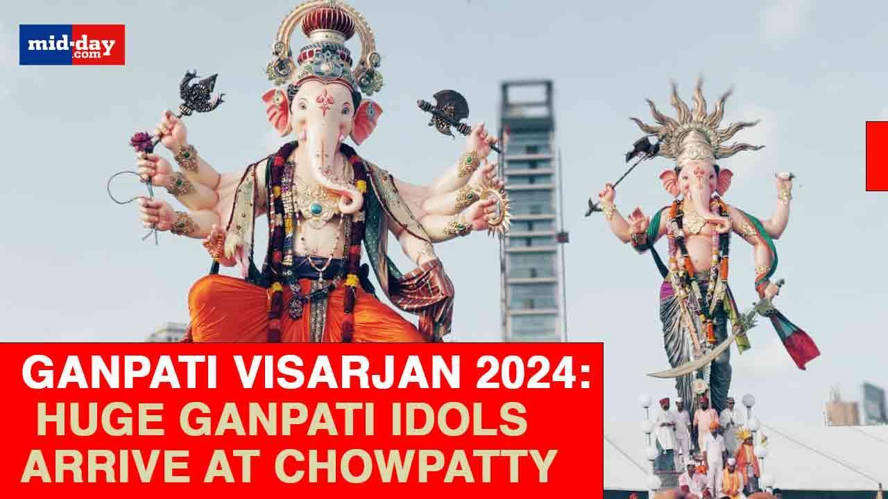 Ganpati Visarjan 2024: Huge Ganpati idols arrive at Girgaon Chowpatty