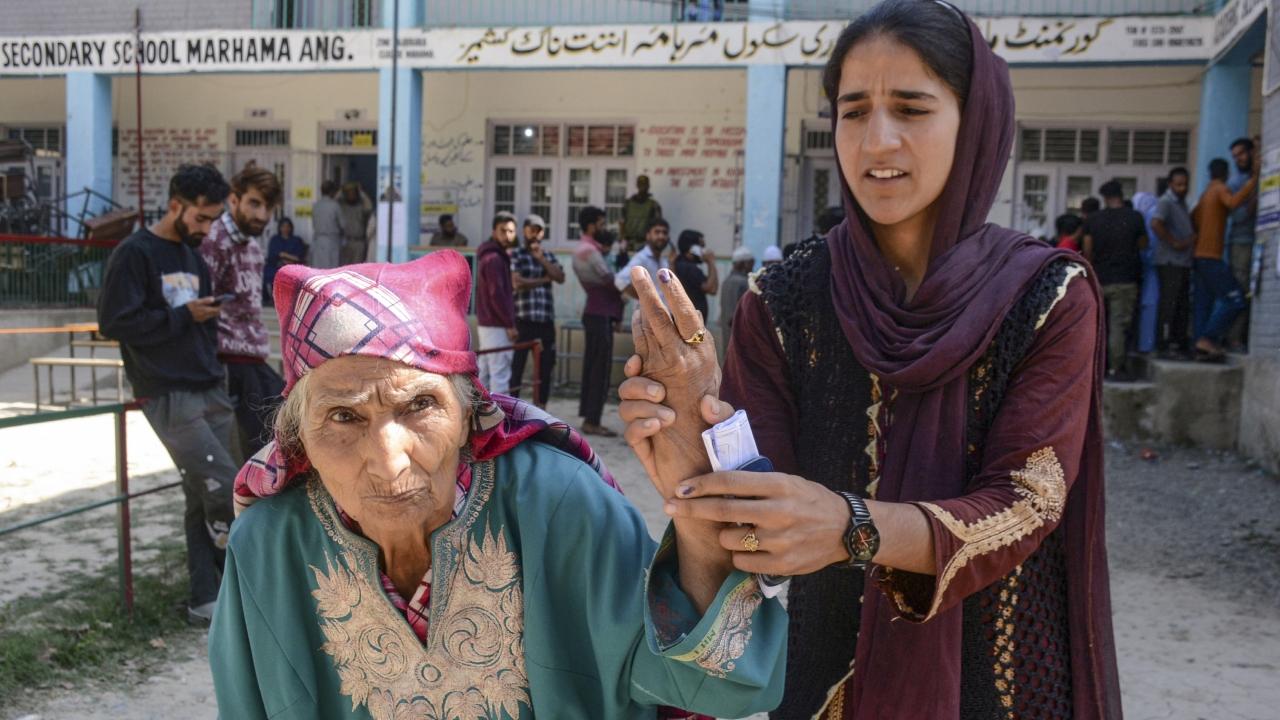 Voting began at 7 am and proceeded steadily through the day. Men and women, the young and old, some too frail to walk and others patiently waiting their turn, queued up outside polling booths across Kashmir Valley and Jammu