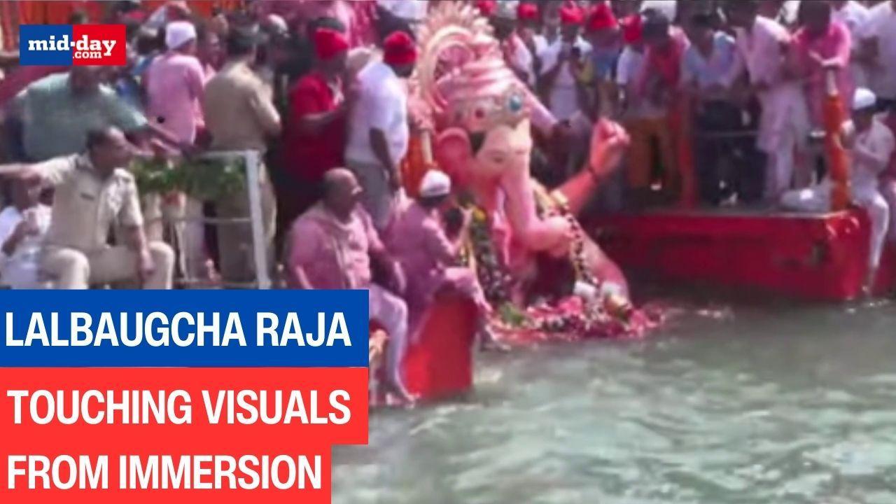 Ganpati Visarjan 2024: Lalbaugcha Raja immersed at Girgaon Chowpatty