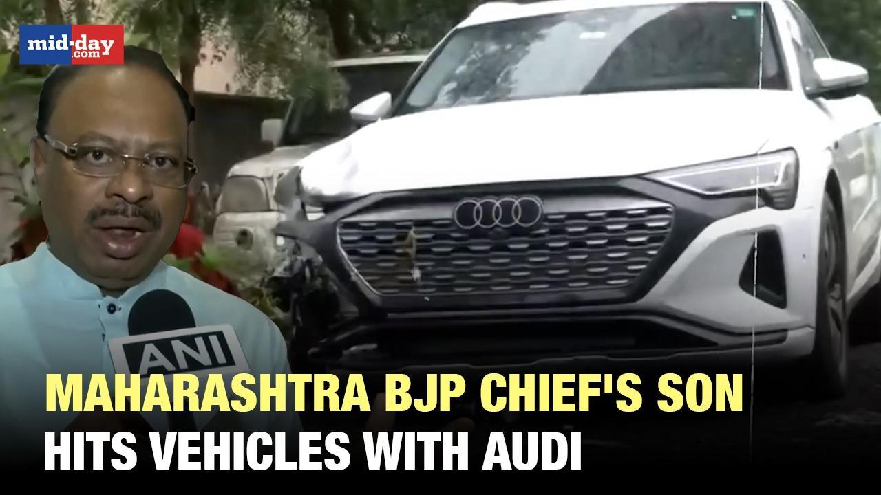 Maharashtra BJP chief’s son flees after his Audi hits multiple vehicles