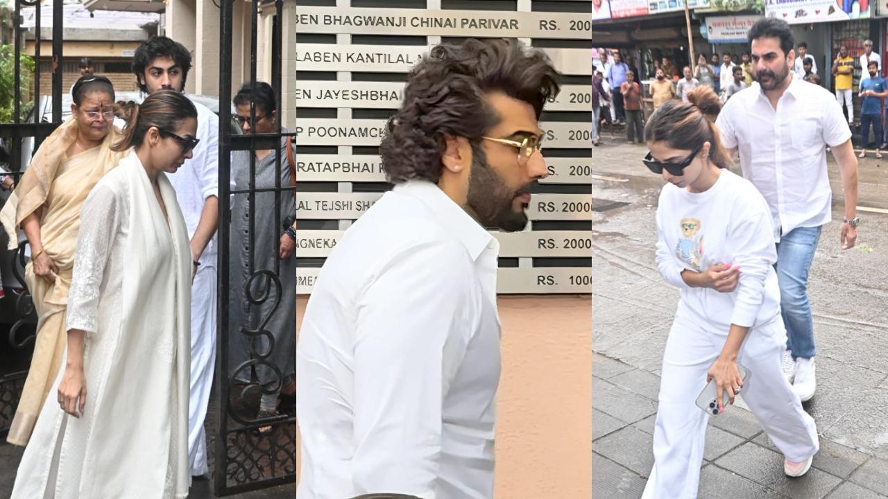 In Pics: Arjun Kapoor, Arbaaz Khan and others at Malaika's father's last rites
