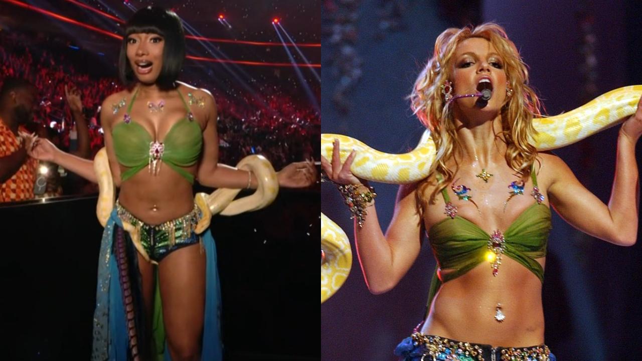 Megan Thee Stallion had numerous costume changes during the VMAs, but her recreation of Britney Spears' outfit stunned everyone