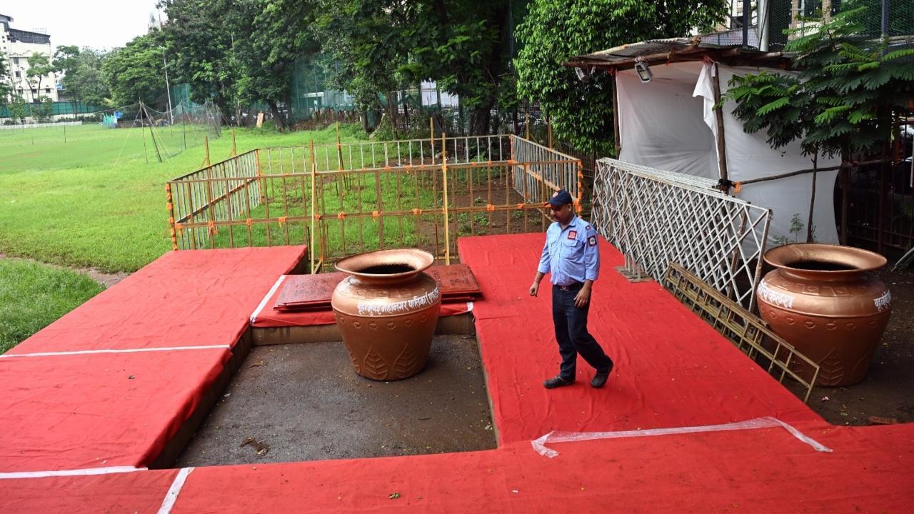 An immersion site at Ruia College ground in Matunga. Pic/Kirti Surve Parade