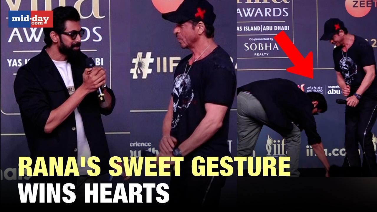 Rana Daggubati Touches Shah Rukh Khan's Feet At IIFA Press Conference