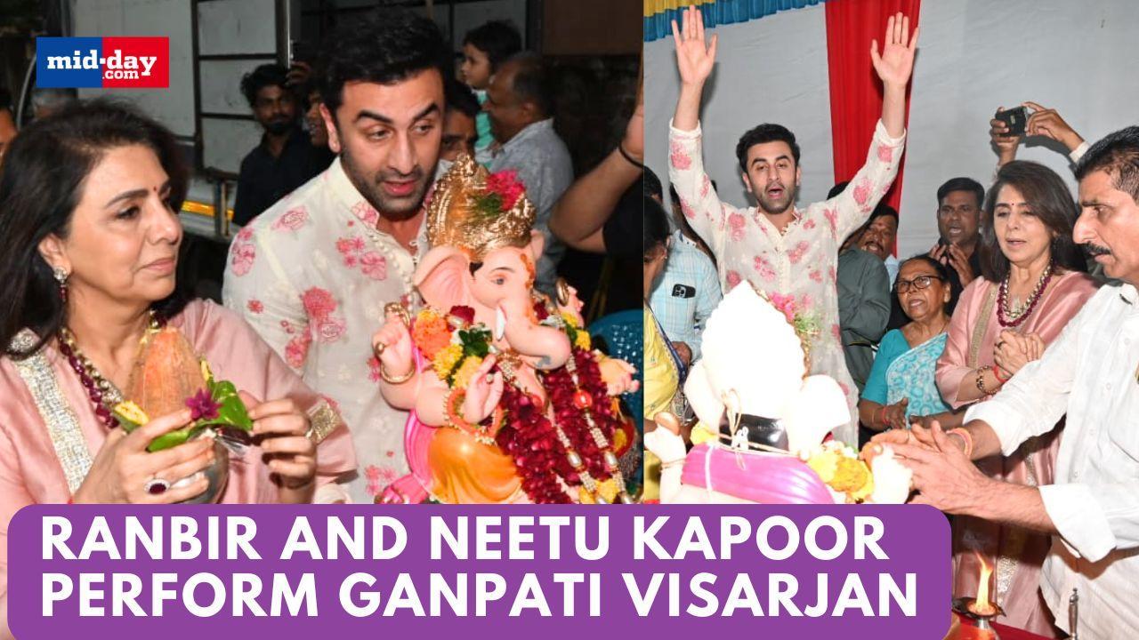 Ganesh Chaturthi 2024 Ranbir Kapoor and Neetu Kapoor Come Together for Visarjan 