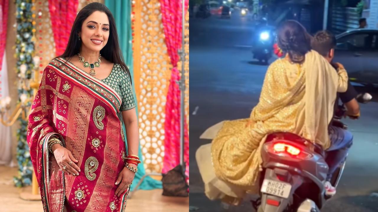 Rupali Ganguly rides pillion on scooter, netizens tag Mumbai Police