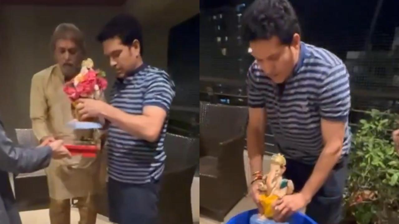 WATCH VIDEO: Sachin Tendulkar immerses Lord Ganesha's idol at his residence