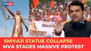 Shivaji statue collapse: MVA holds protests, Deputy CM Fadnavis slams it