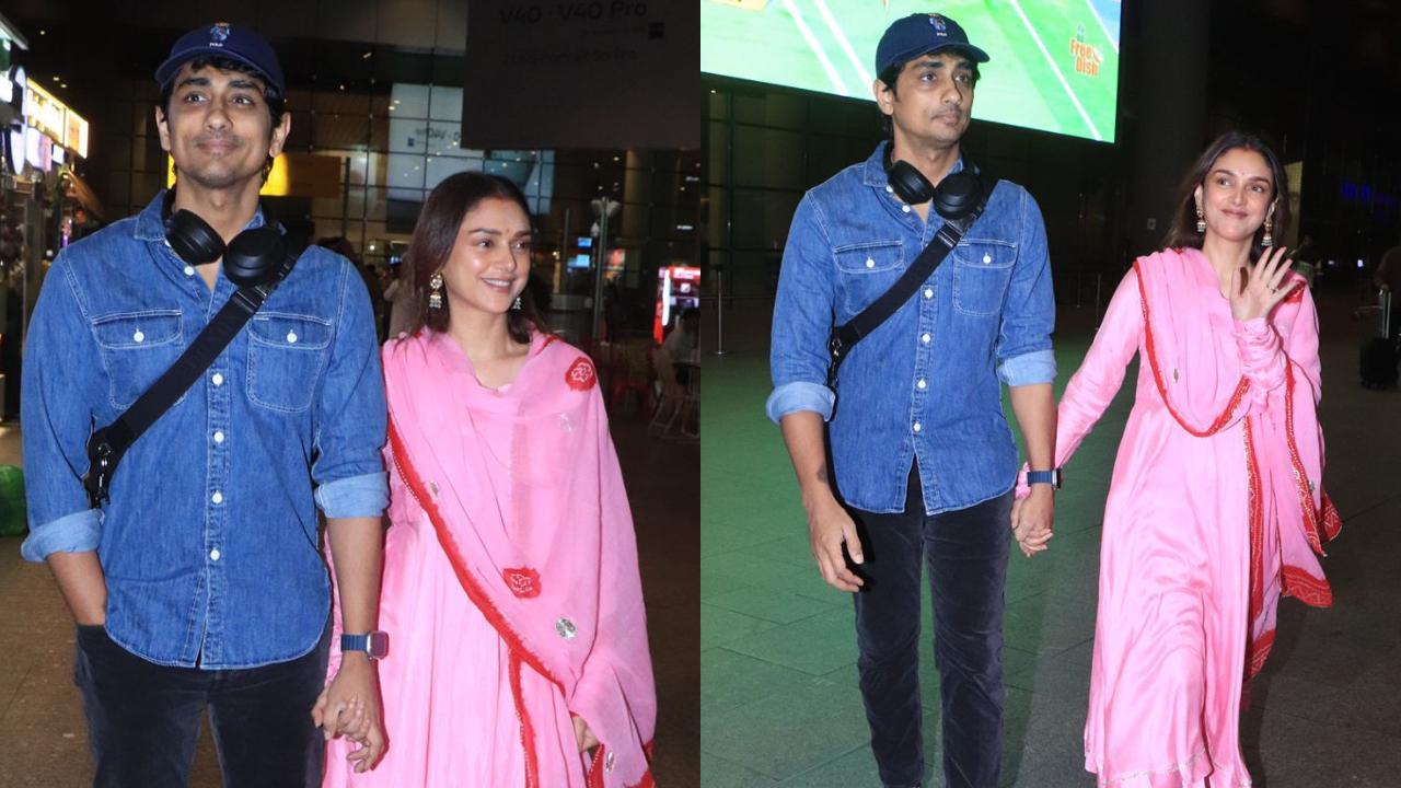 Siddharth and Aditi Rao Hydari make first public appearance after marriage, walk hand-in-hand at airport